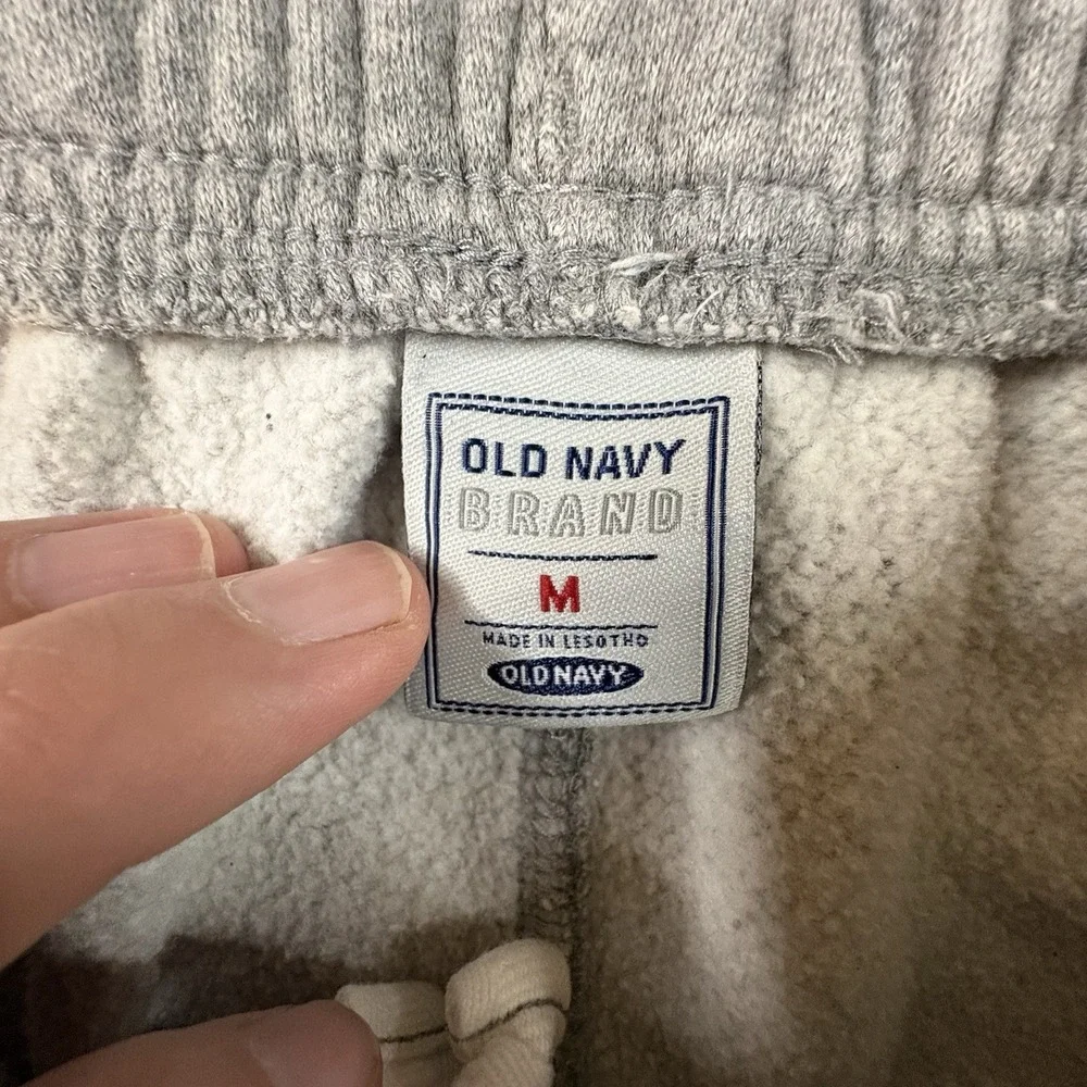VTG Y2K Old Navy Boys M (25.5x21.5) Gray Fleece Sweatpants Joggers Elastic Waist